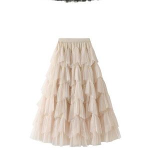 Cream foo foo sheer skirt O/S